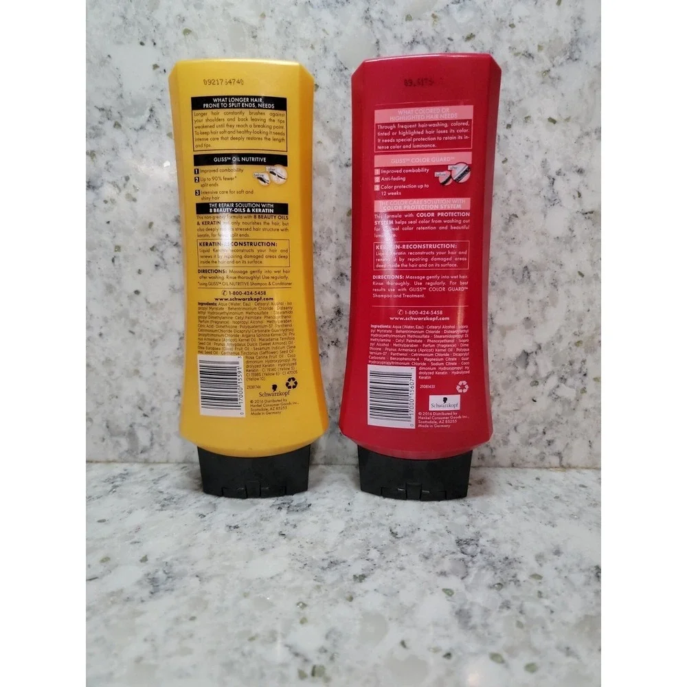 Schwarzkopf Gliss Hair Repair Set of‎ 2 Oil Nutritive & Color Guard 13.6oz NOS